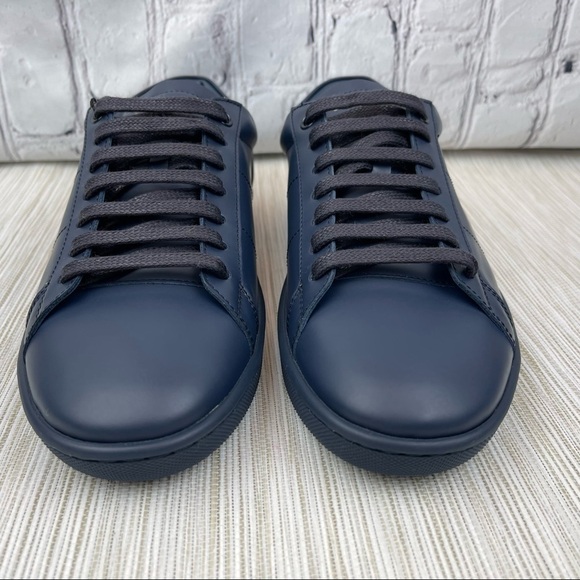 NEW Saint Laurent SL01 Classic Court Low-Top Sneakers in Navy Leather Size 39 - Picture 9 of 14